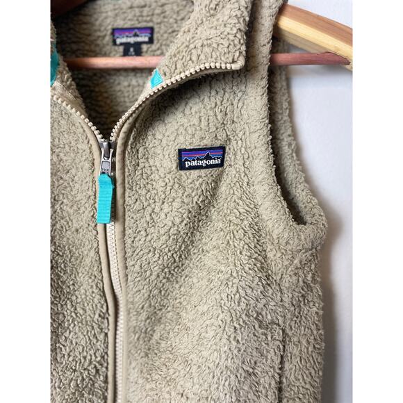 Patagonia Kids Fleece Vest Small Los Gatos Vest Sz Small 7-8 Deep Pile Oatmeal - Picture 3 of 9